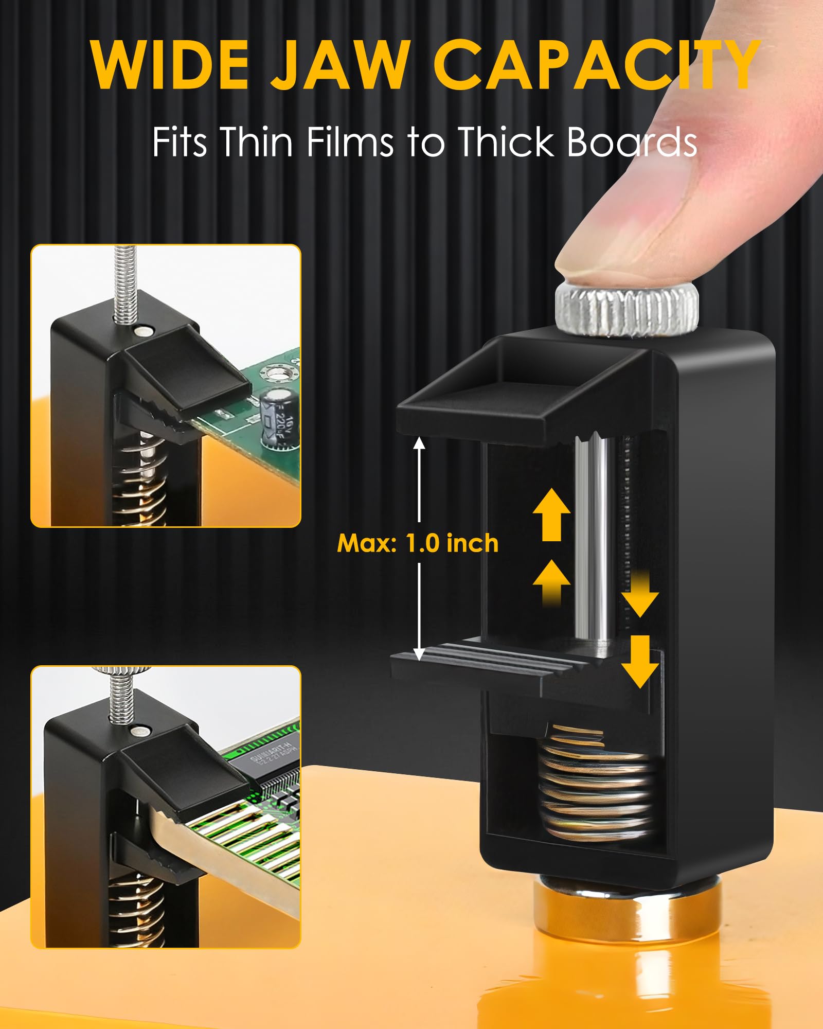 EOOKU Helping Hands Soldering Station, 2 Way Magnetic PCB Holder Clamps, One-Push Spring Loaded Third Hand Tool with 2 Adjustable Clips for Electronics, PCB Repair and DIY, Craft
